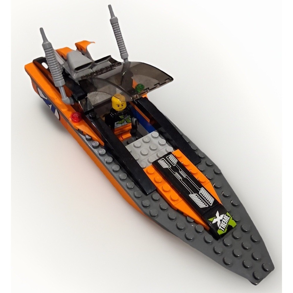 LEGO City‎ Speedboat Orange Black Racing Boat with Pilot Minifigure 60005 21